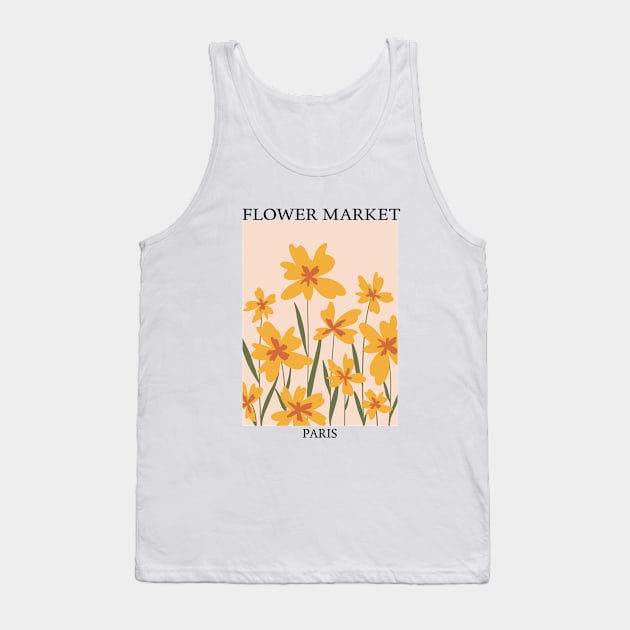 Abstract Flower Market Illustration, Yellow Iris Flower Tank Top by gusstvaraonica